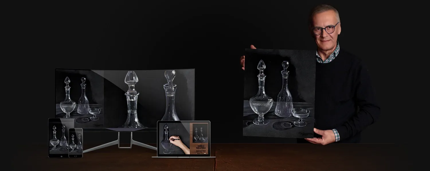 Area membri del corso &laquo;Il vetro con le matite pastello&raquo; mostrata su desktop, tablet e smartphone
