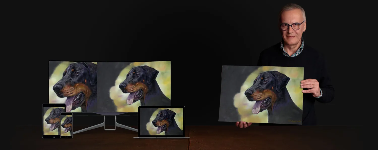 Area membri del corso &laquo;Ritrarre la forza di un Dobermann&raquo; mostrata su desktop, tablet e smartphone