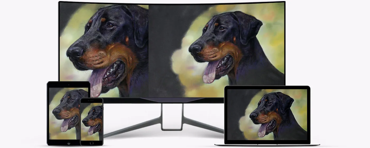 Il corso &laquo;Ritrarre la forza di un Dobermann con i pastelli morbidi&raquo; accessibile da desktop, tablet e smartphone