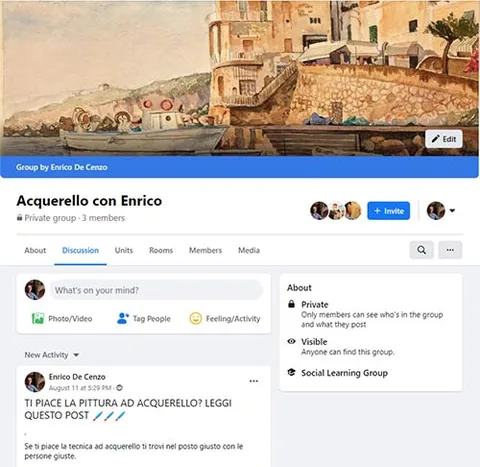 Anteprima del gruppo Facebook riservato Acquerello con Enrico